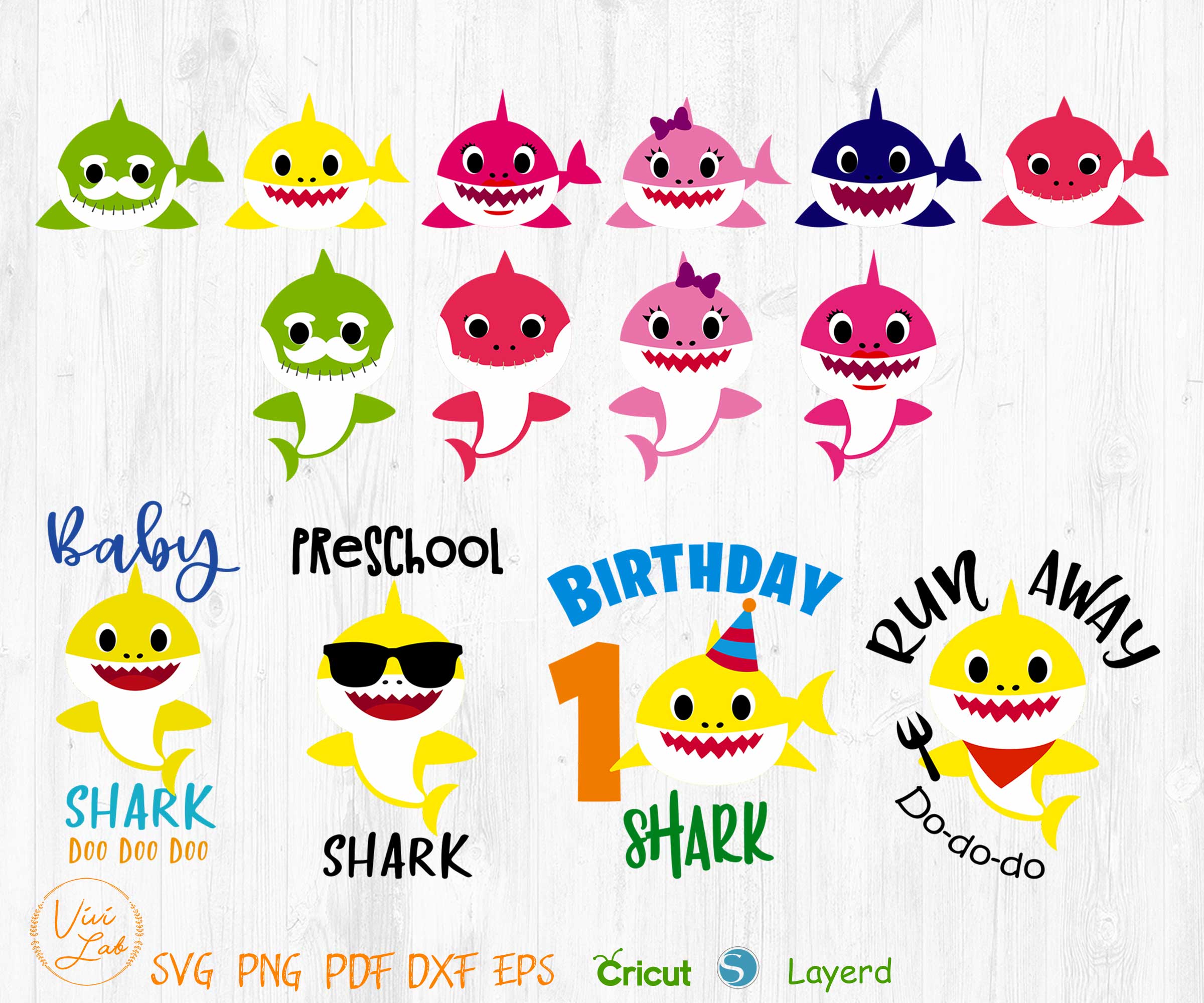 Shark Family svg png vector clipart
