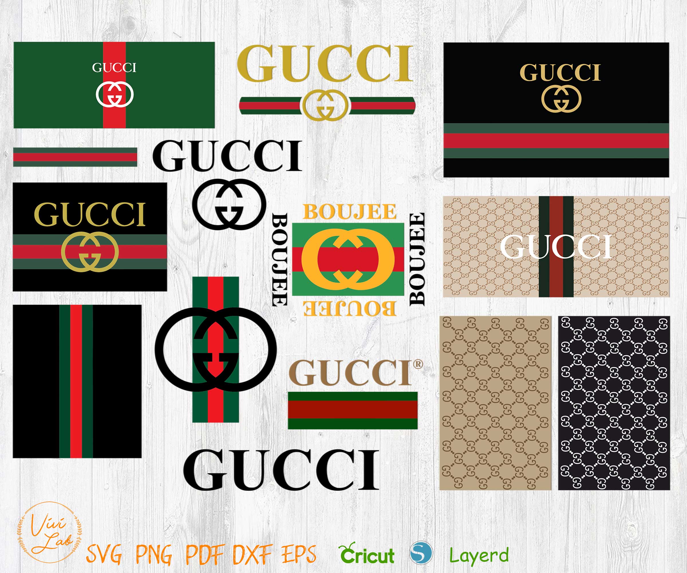Gucci logo and pattern svg png vector