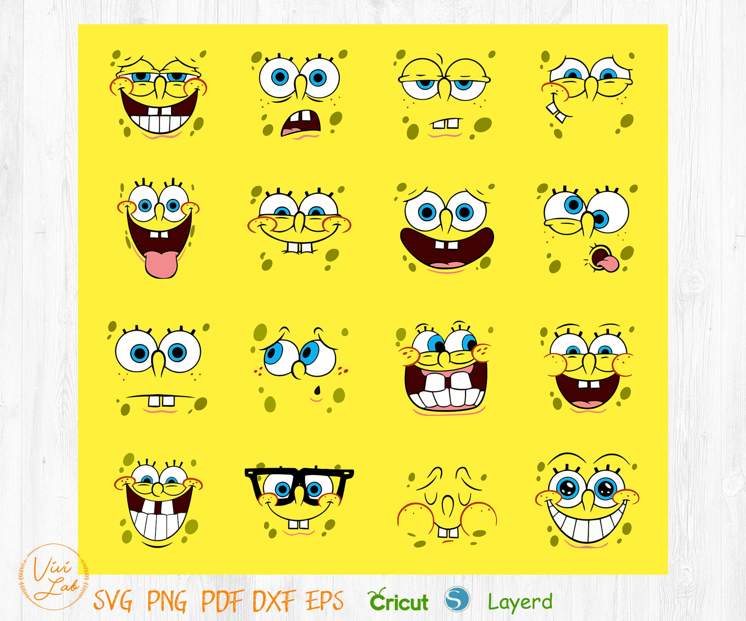 Spongebob cute face clipart svg png vector