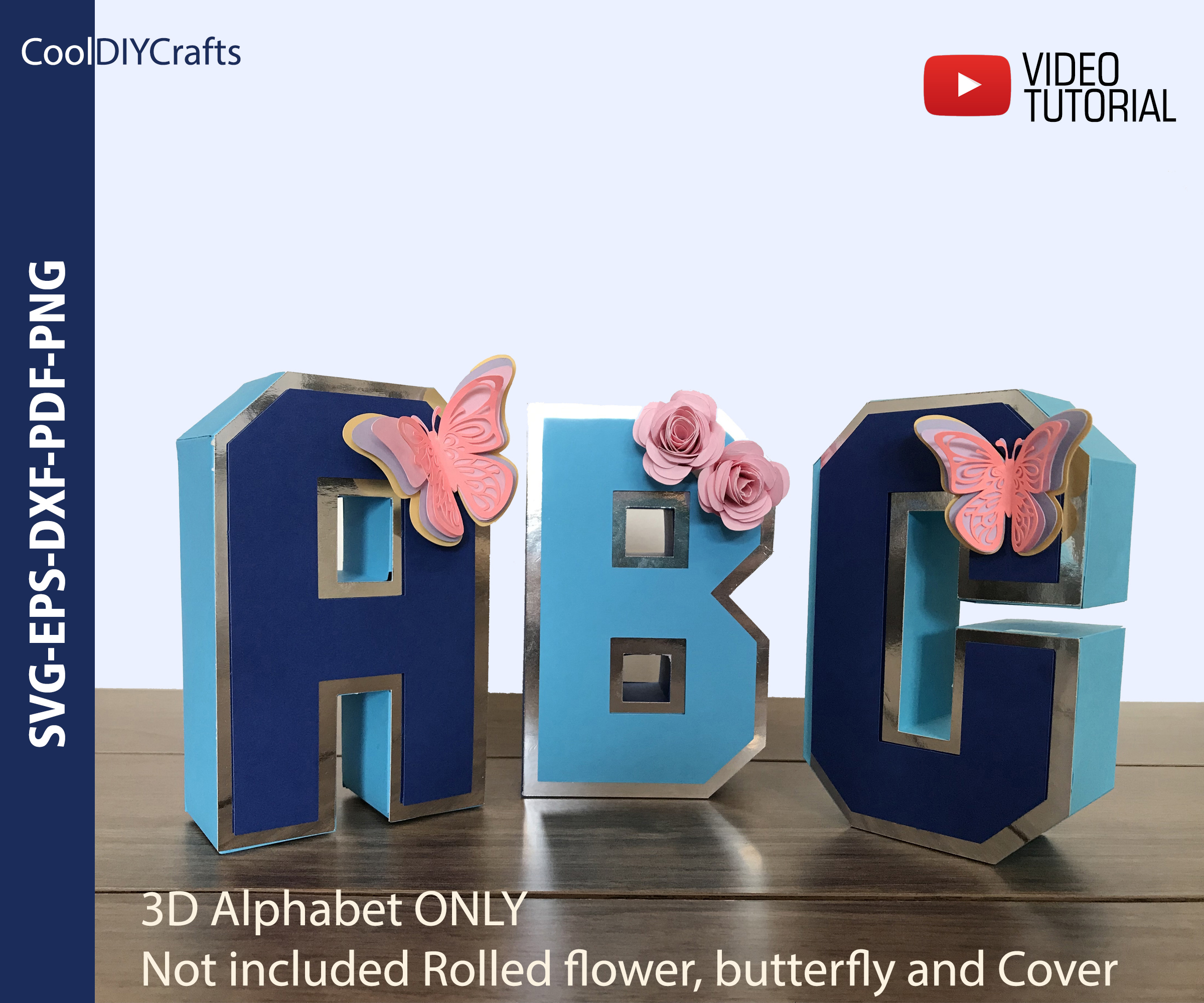 3D alphabet letters A-Z digital download cut files