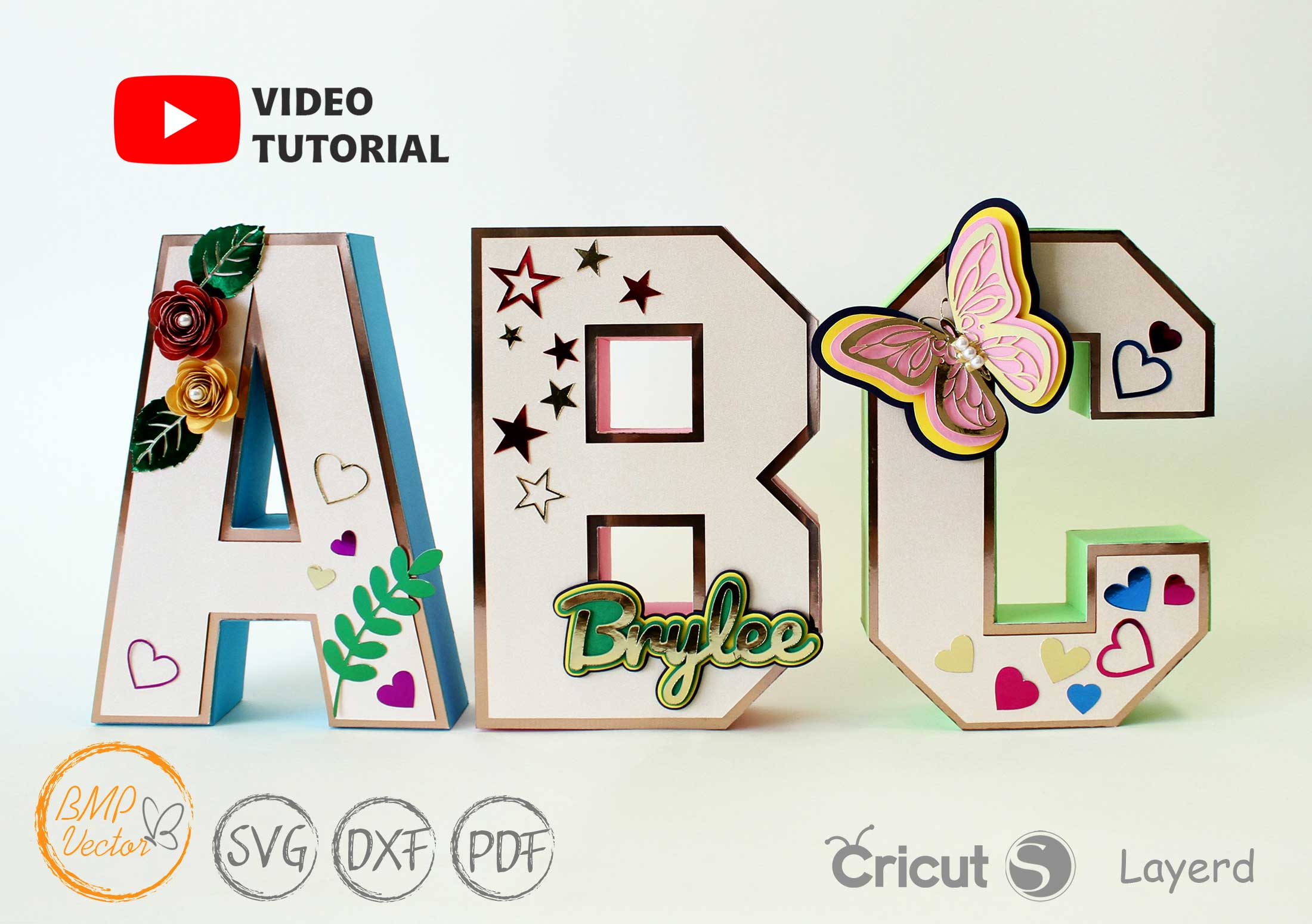 3D Alphabet Letters A-Z 0-9 Die cut template SVG,3D letters for Cricut
