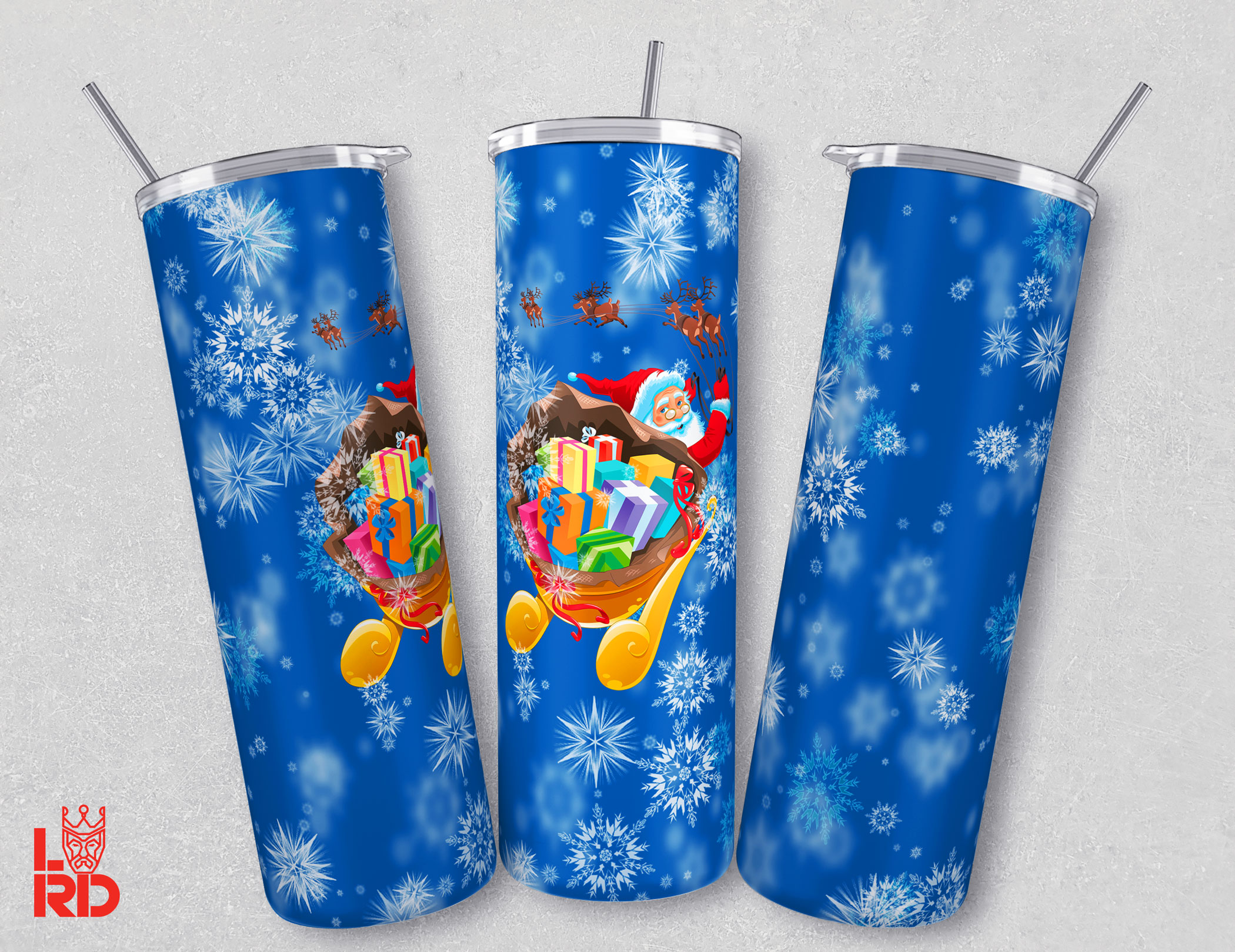 Santa Claus 20 Oz Skinny Tumbler Wrap Sublimation Straight and Tapered, PNG