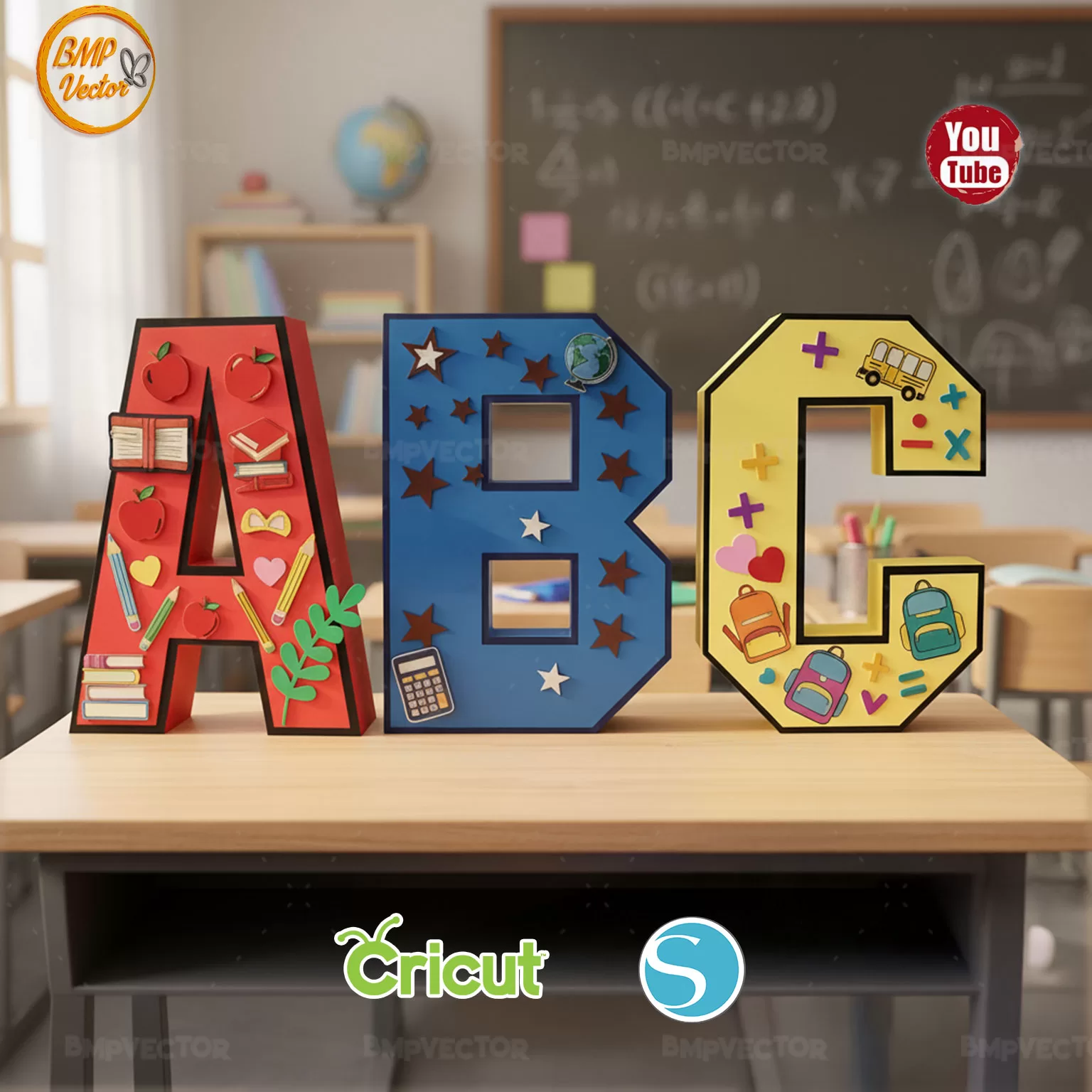 3D Alphabet Letters Template: SVG, PDF, DXF Files - A-Z, 0-9