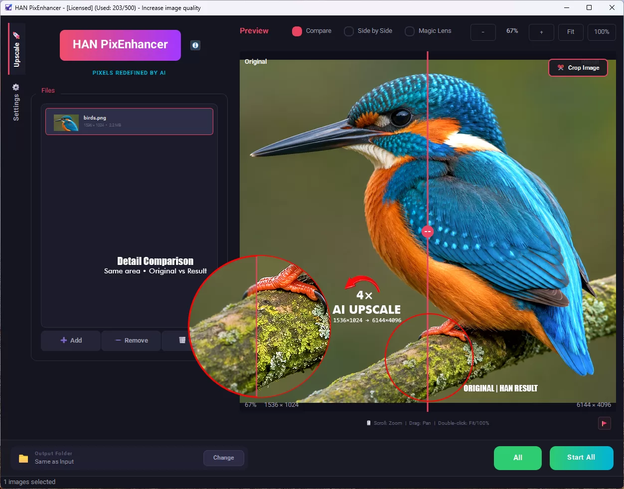 HAN PixEnhancer — AI Photo Enhancement Software for Windows (Upscale 2x 4x 8x + Color Grading)
